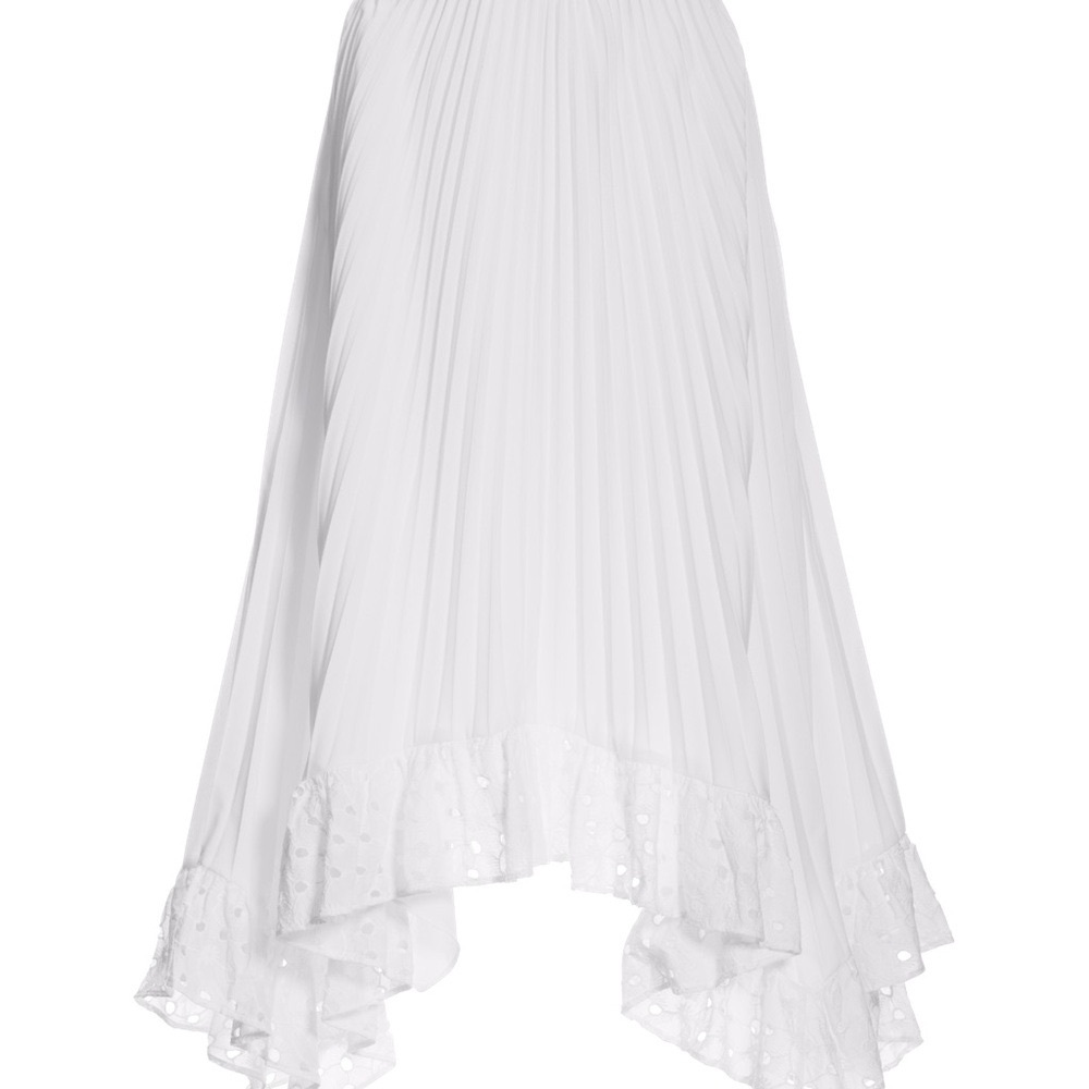 Boston proper Pleated Eyelet Hem Midi Skirt